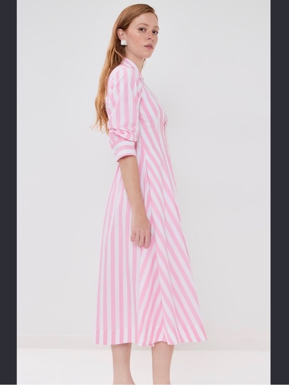 Jazz Stripe Pintuck Midi Shirtdress